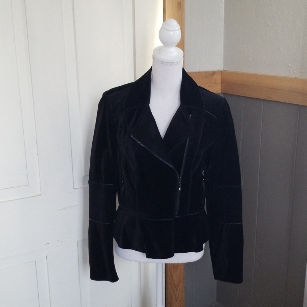 Black velour moto style jacket